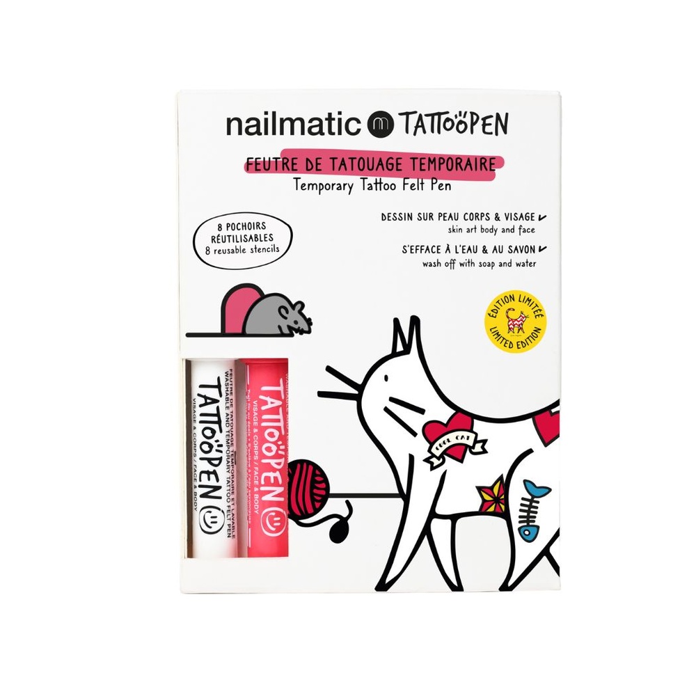 nailmatic COFFRET DUO TATTOOPEN KIT TATTOOPEN AMI IMAGINAIRE. 8 POCHOIRS.