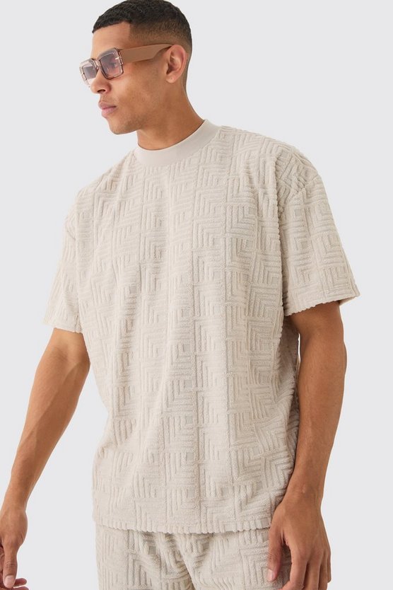 Oversize Geo Frottee Jacquard T-Shirt & Shorts
