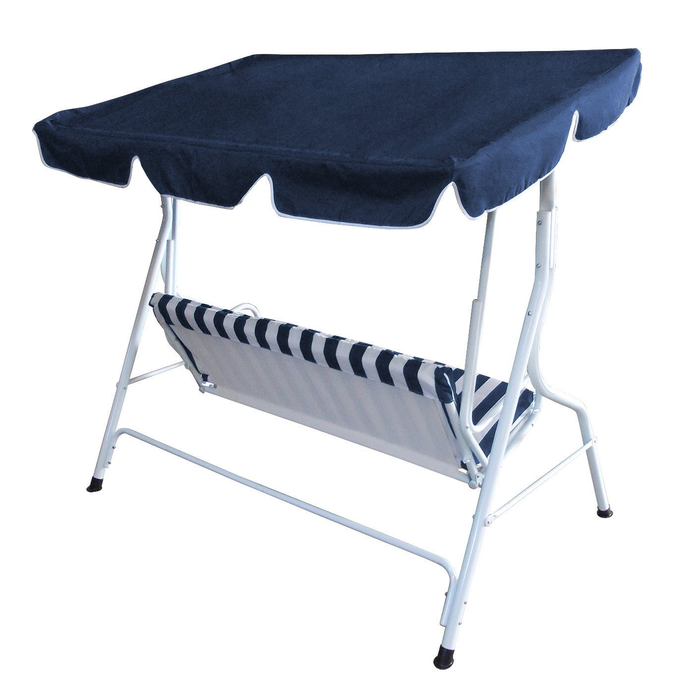 DEGAMO Hollywoodschaukel Florida, 3,00-Sitzer, 3-sitzer, Stahlgestell weiss, Bezüge blau/weiss