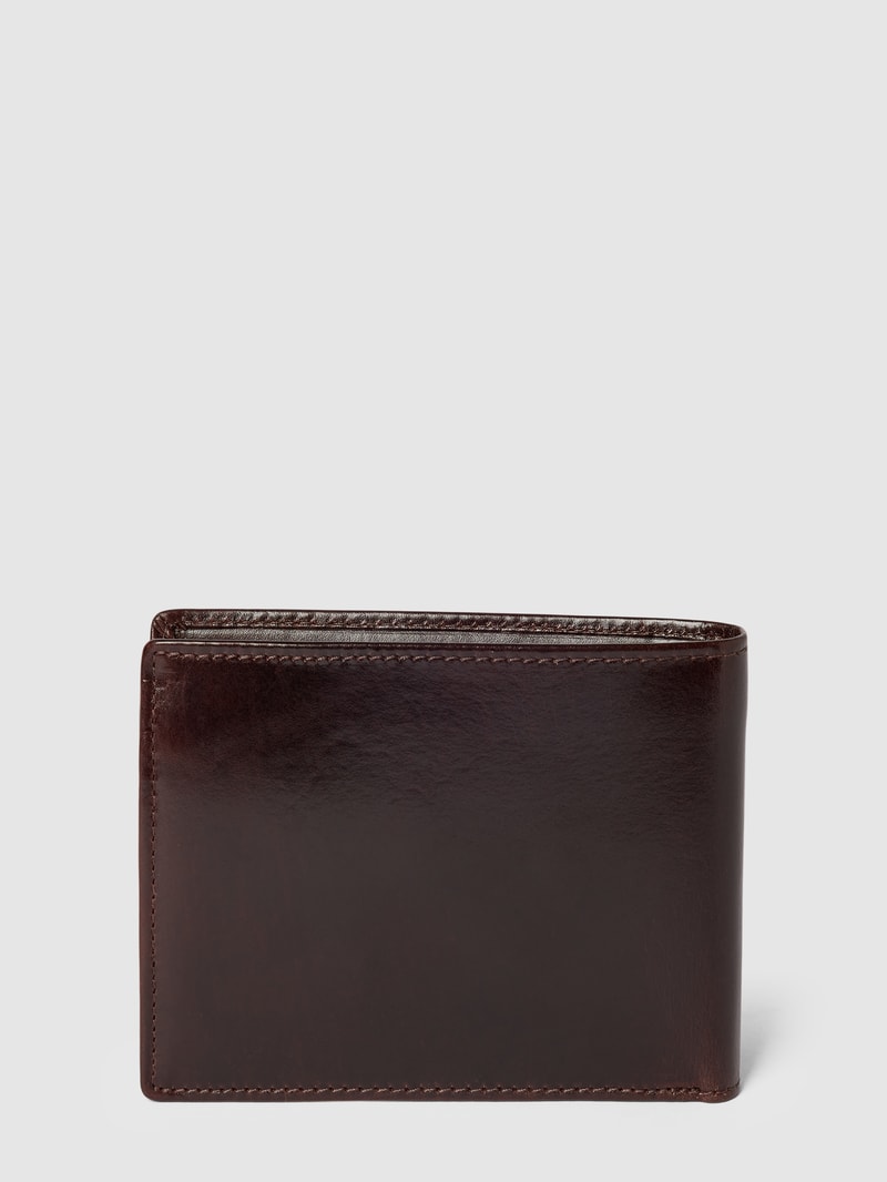 Portemonnaie mit Label-Details Modell 'Romano' in mittelbraun