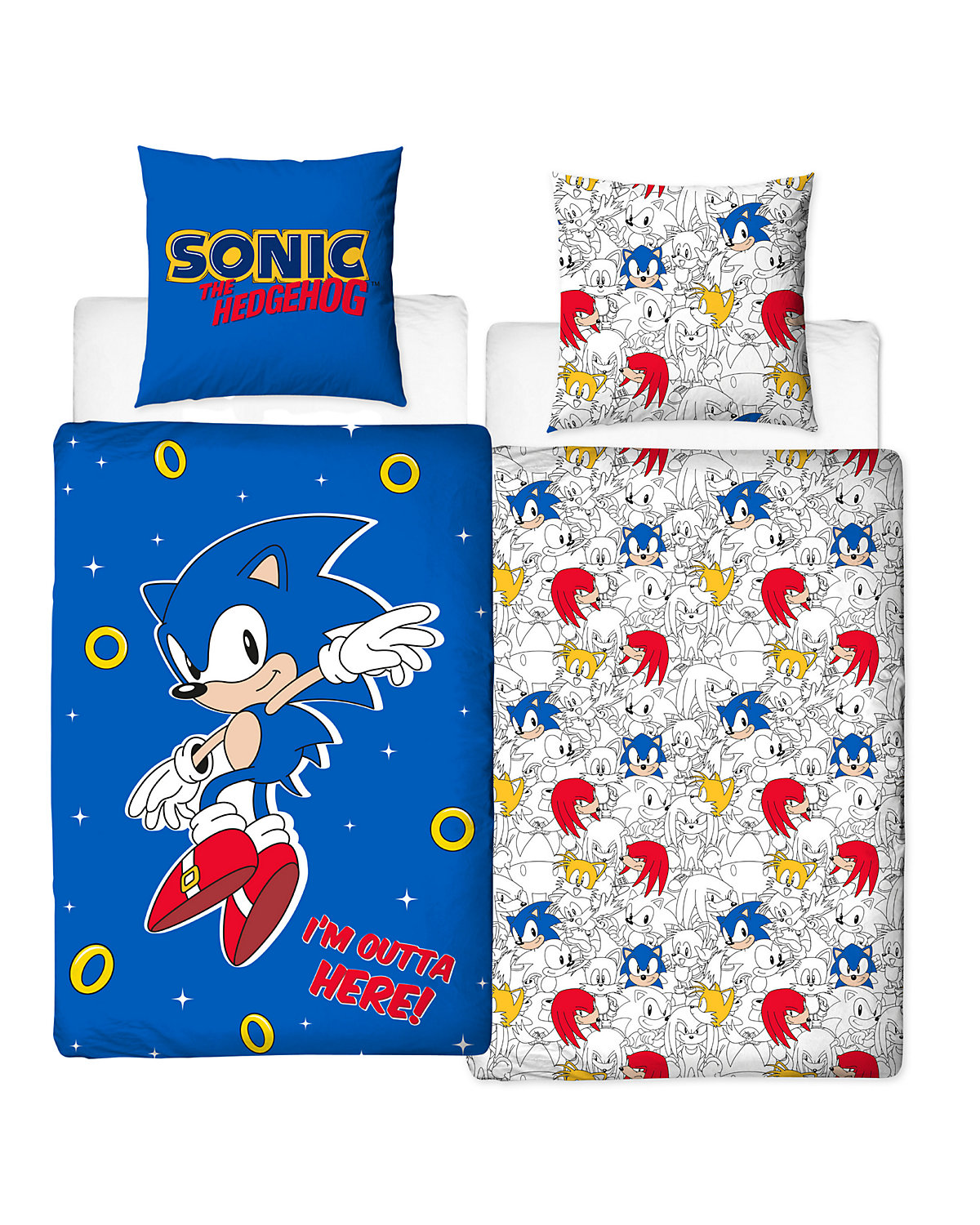 Bettwäsche Jungen und Mädchen Sonic The Hedgehog, Renforcé, 135 x 200 cm + 80 x 80 cm