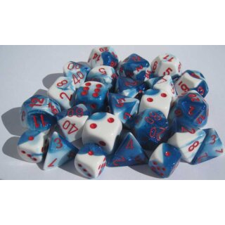Astral Blue-White with Red (Set aus 7-Würfeln) [Gemini]