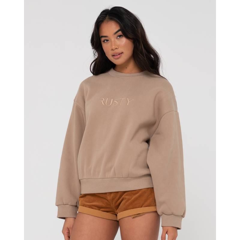 RUSTY SIGNATURE OVERSIZE CREW FLEECE Rundhalspullover Damen