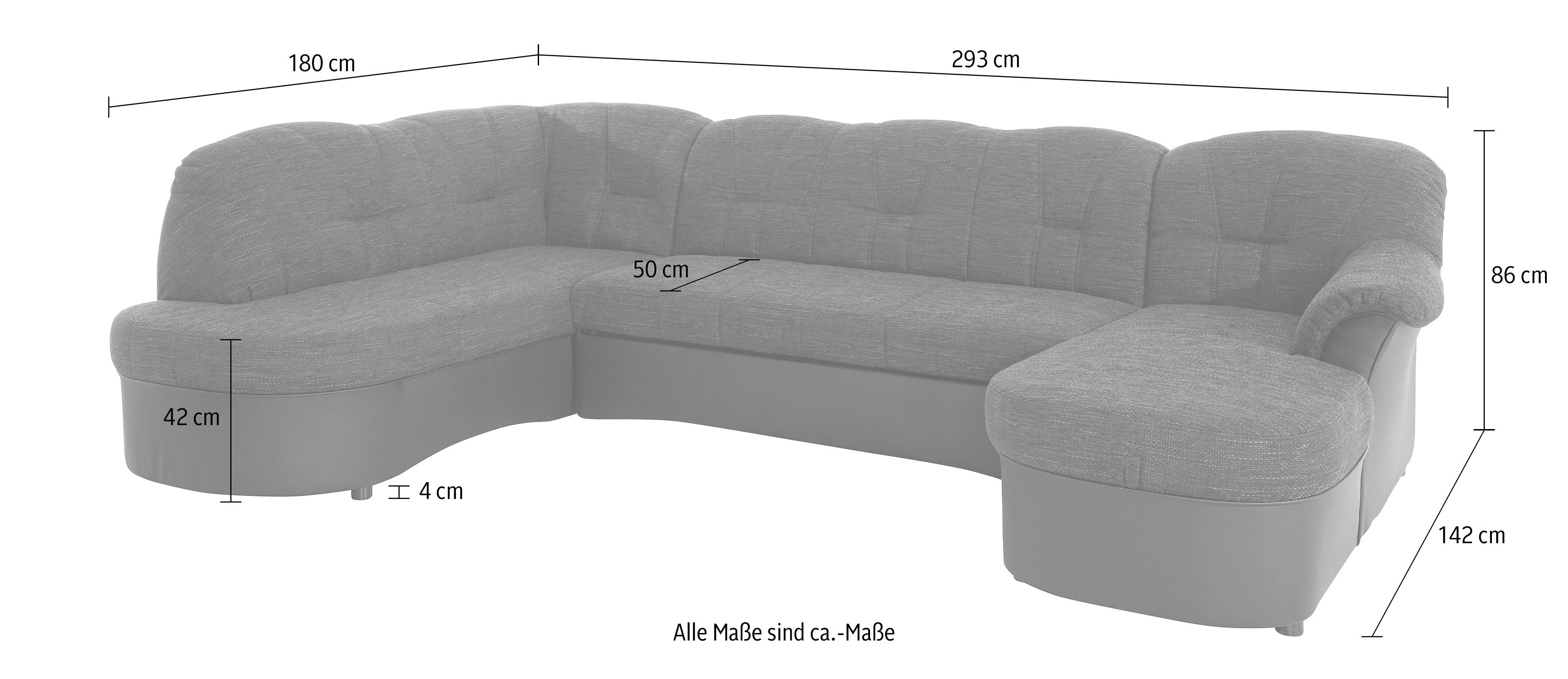 DOMO collection Wohnlandschaft Flores, wahlweise mit Bettfunktion, wahlweise mit Federkern