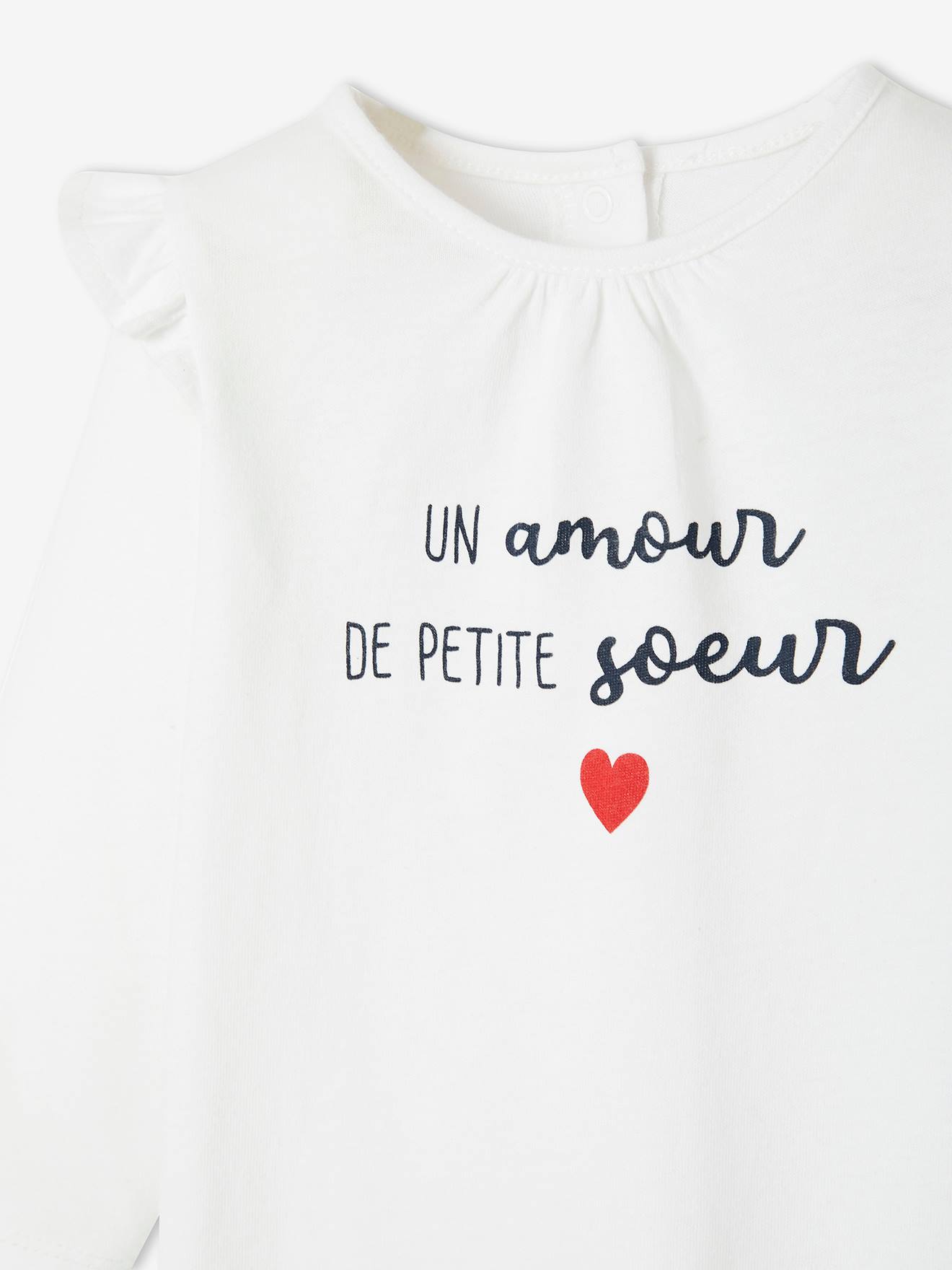 T-shirt à volants bébé manches longues ivoire