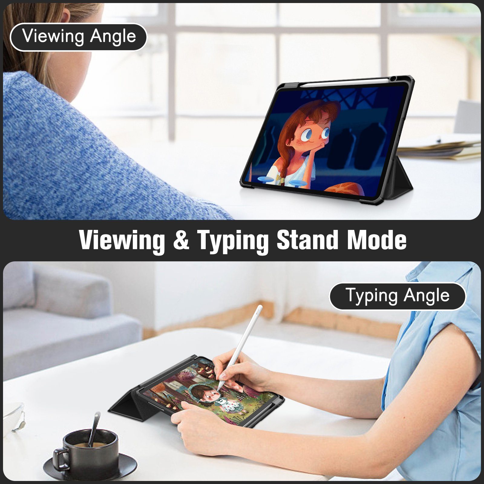 Fintie Tablet-Hülle Hybrid Hülle für iPad Pro 11 2022/2021/2020/2018 (4./3./2./1. Gen), mit Stifthalter, Hülle mit transparenter Hartschale auf Rückseite