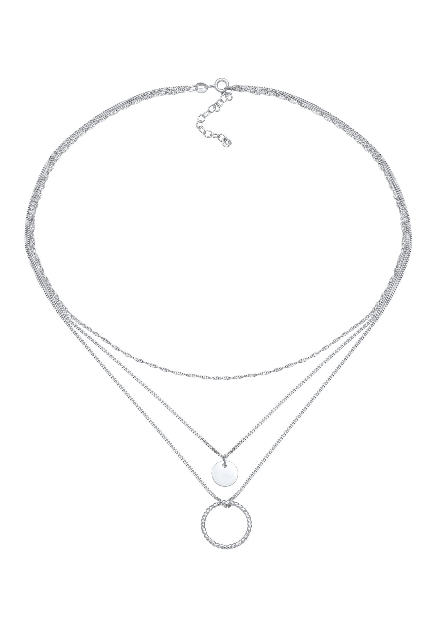Elli Women's Layer Circle Twisted Timeless Trend Blogger Pendant in 925 Sterling Silver