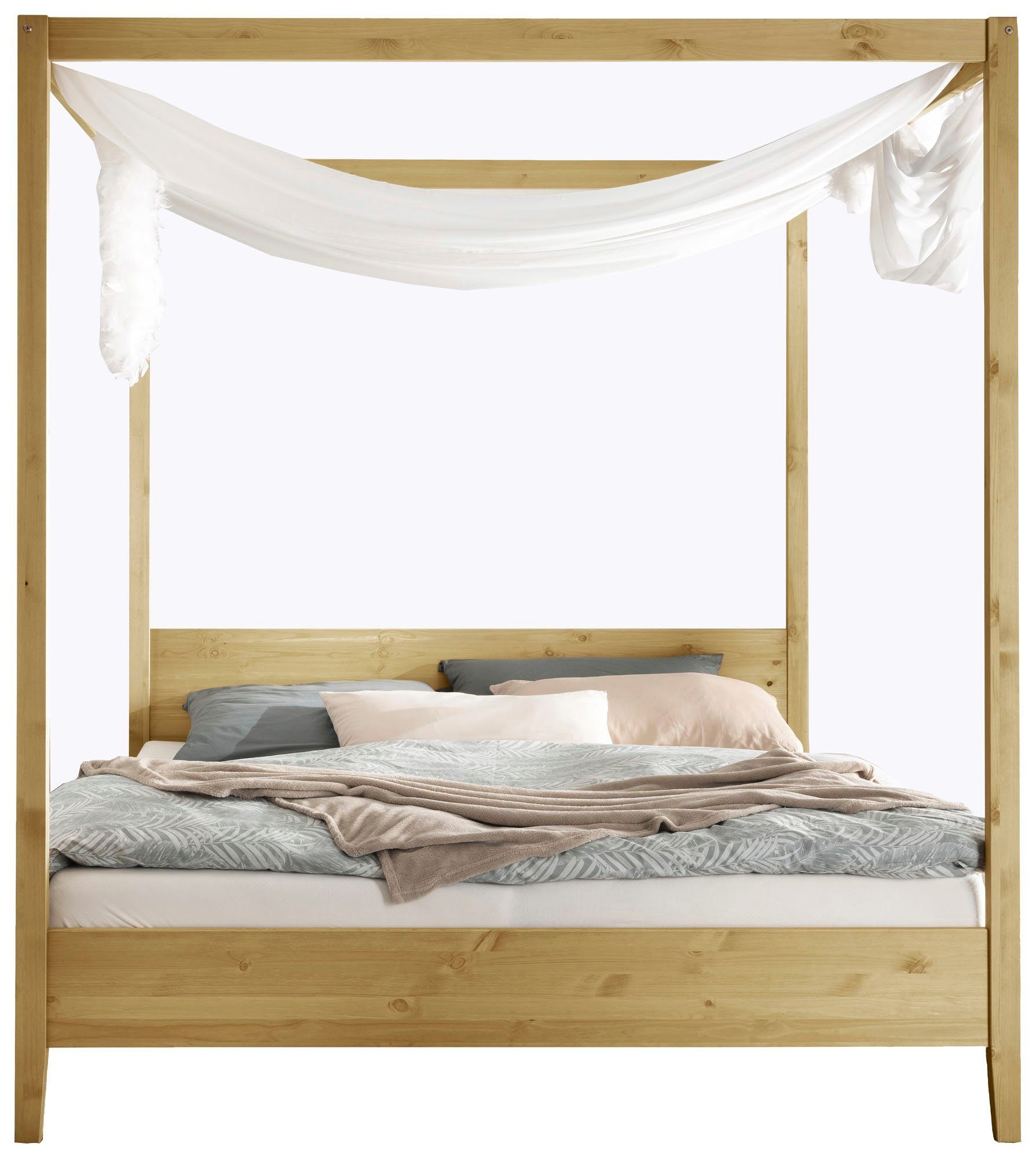 Lüttenhütt Himmelbett Solvita, Doppelbett in verschiedenen Größen, Kiefer massiv Höhe 210 cm