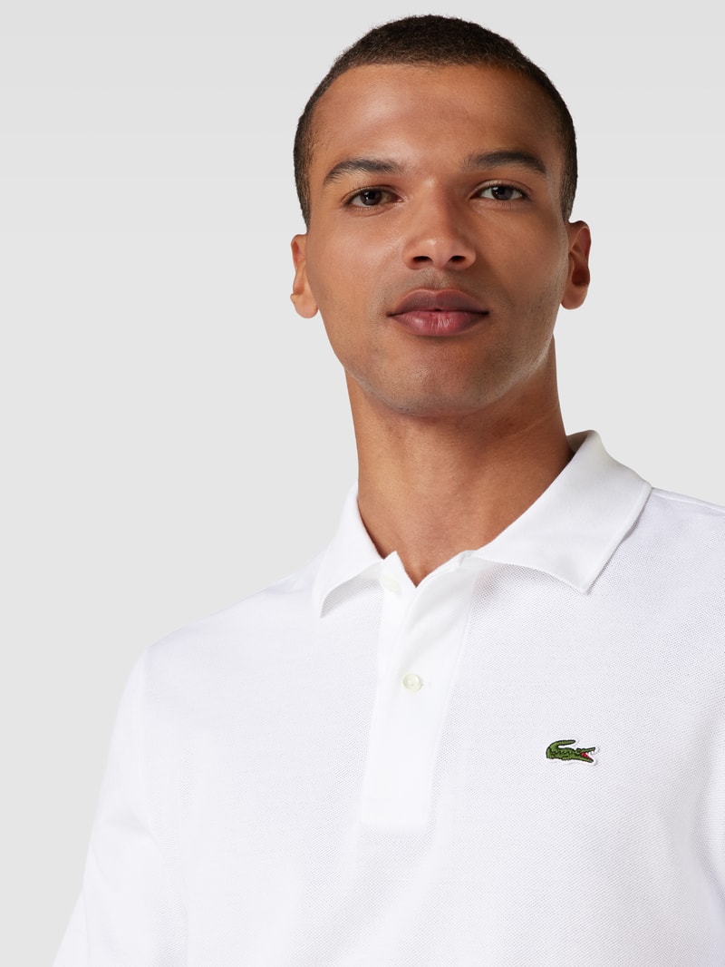 Poloshirt mit Logo-Patch in weiß