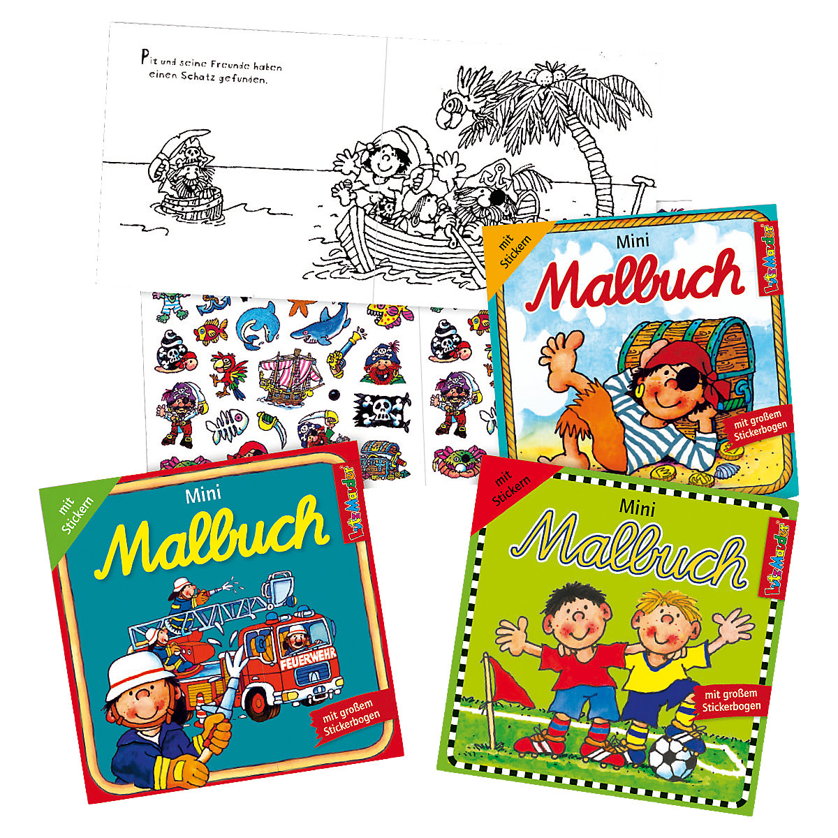 Mini-Malbücher Jungen, 3 Stück, inkl. Sticker