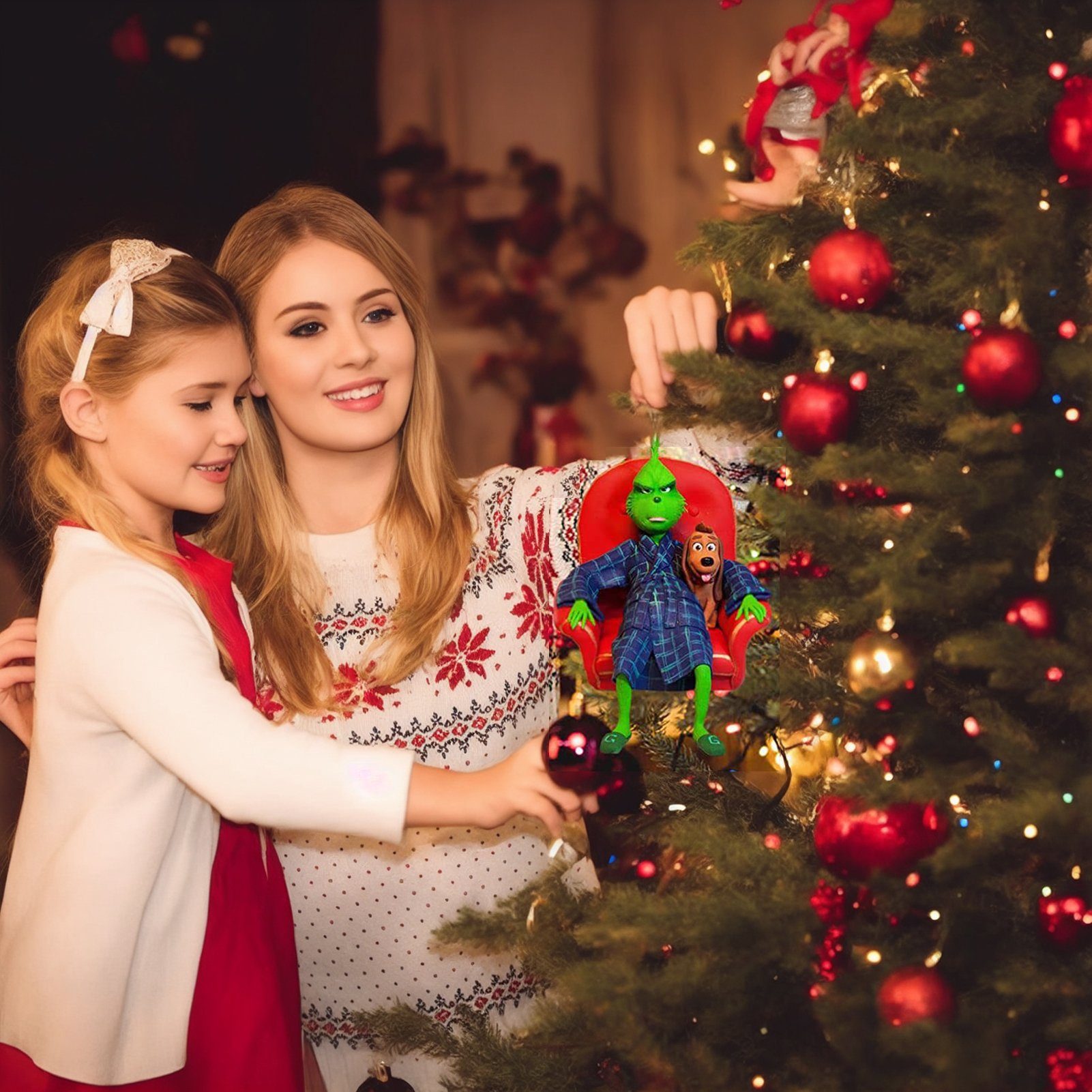 farfi Dekohänger Weihnachtsanhänger, Grinch-Figur,farbechter Christbaumschmuck-Anhänger (1 Pc, 9 verschiedene Stile zur Auswahl), Weihnachtsdekoration