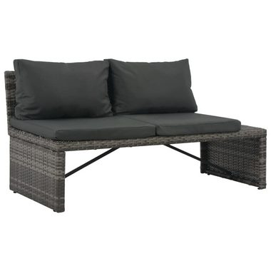 vidaXL Loungesofa 3-tlg. Garten-Lounge-Set mit Polstern Poly Rattan Grau