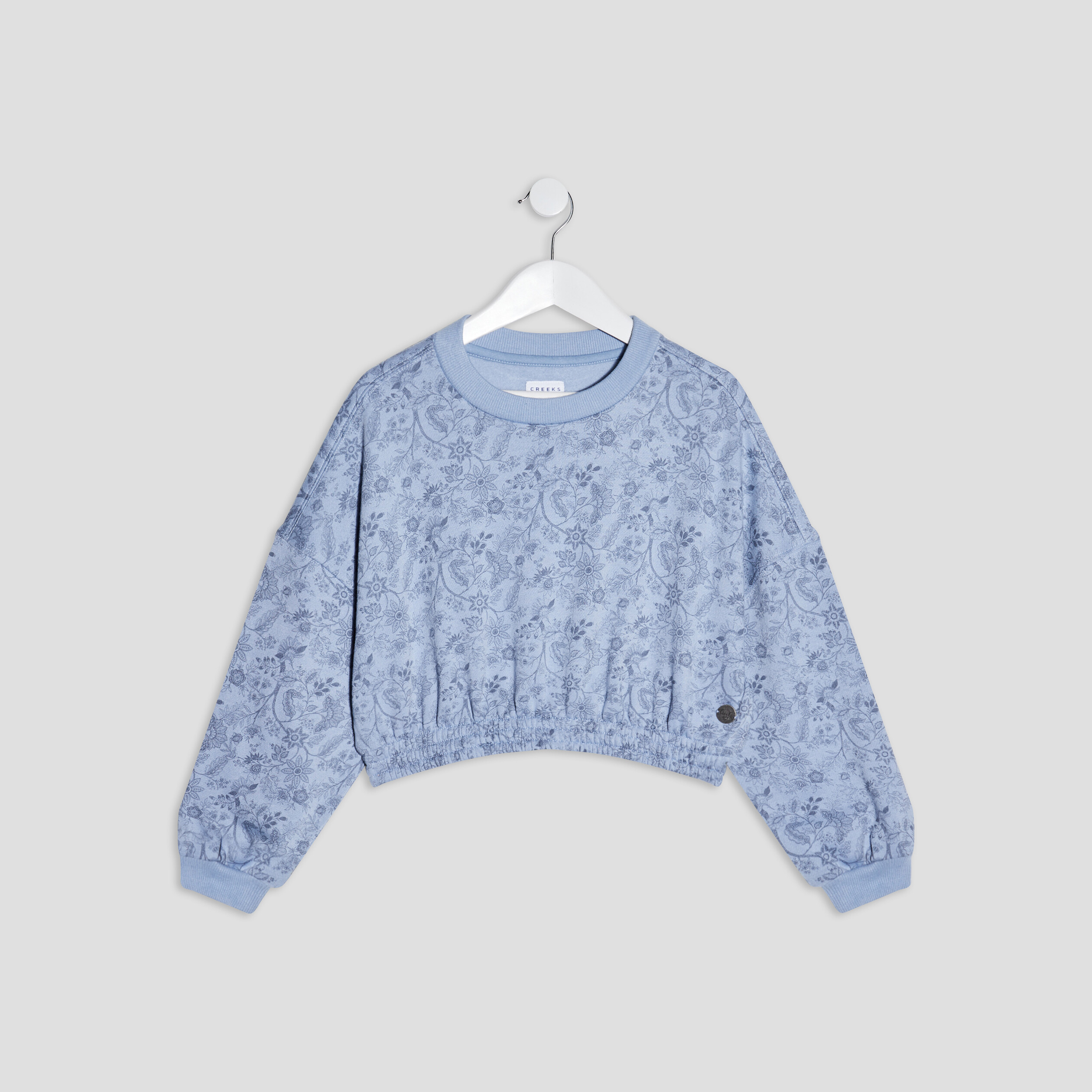 Sweat cropped manches longues Creeks bleu pastel fille | La Halle