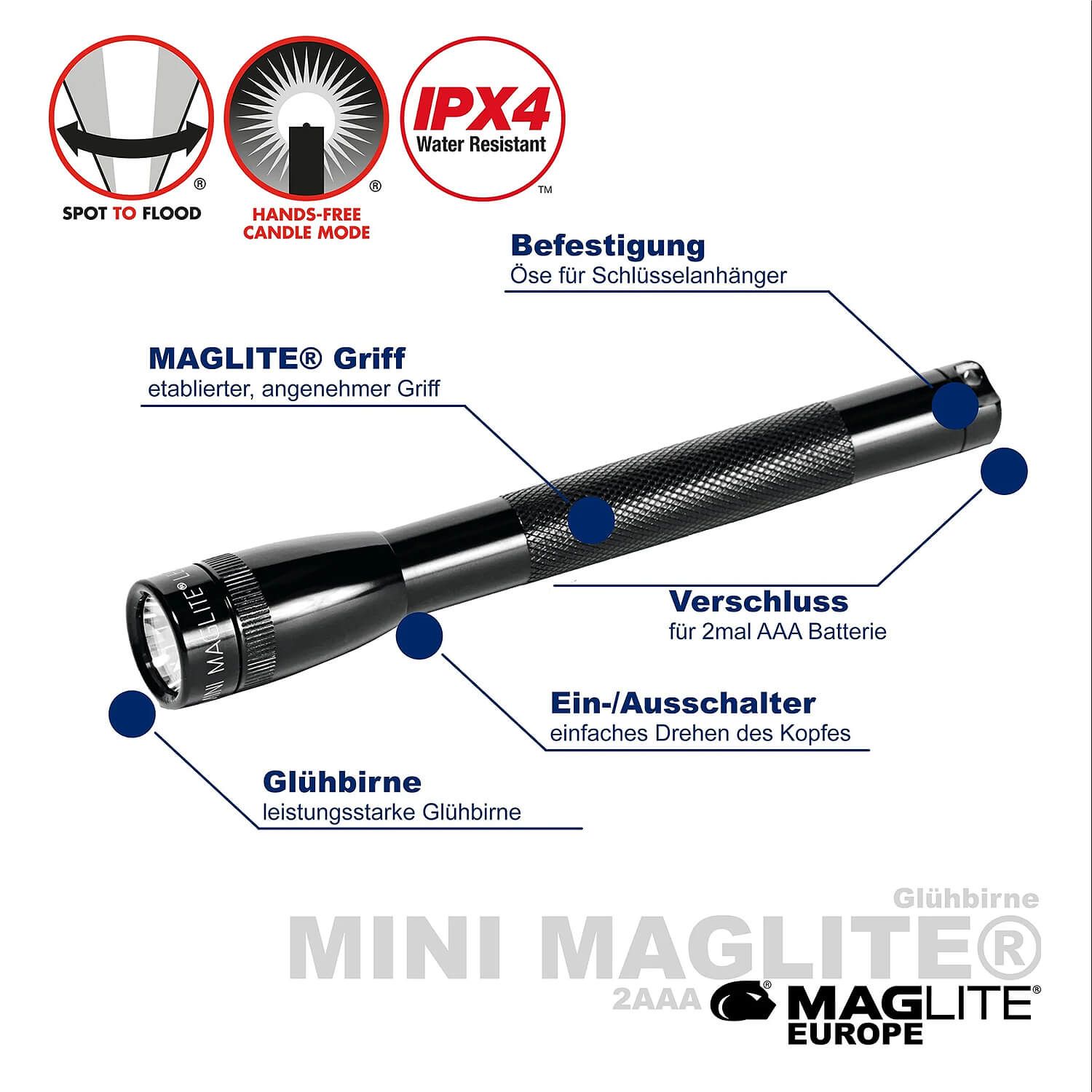 Classic Mini Maglite AAA Xenon Taschenlampe