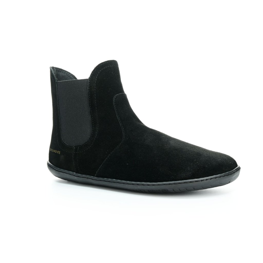 Groundies Camden Mid Black Barefoot  schwarze Chelsea-Barfußschuhe