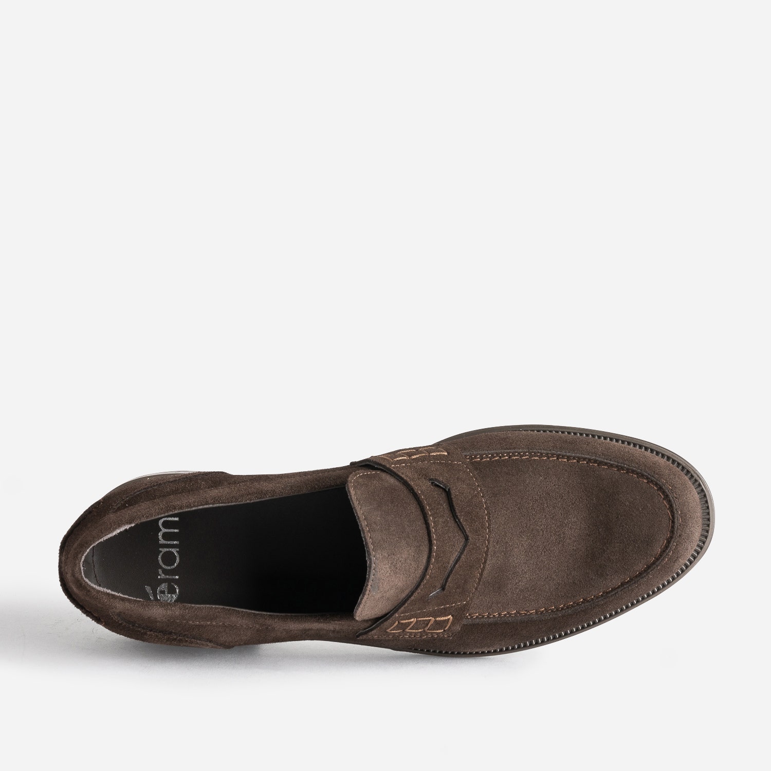 Mocassin marron en cuir velours
