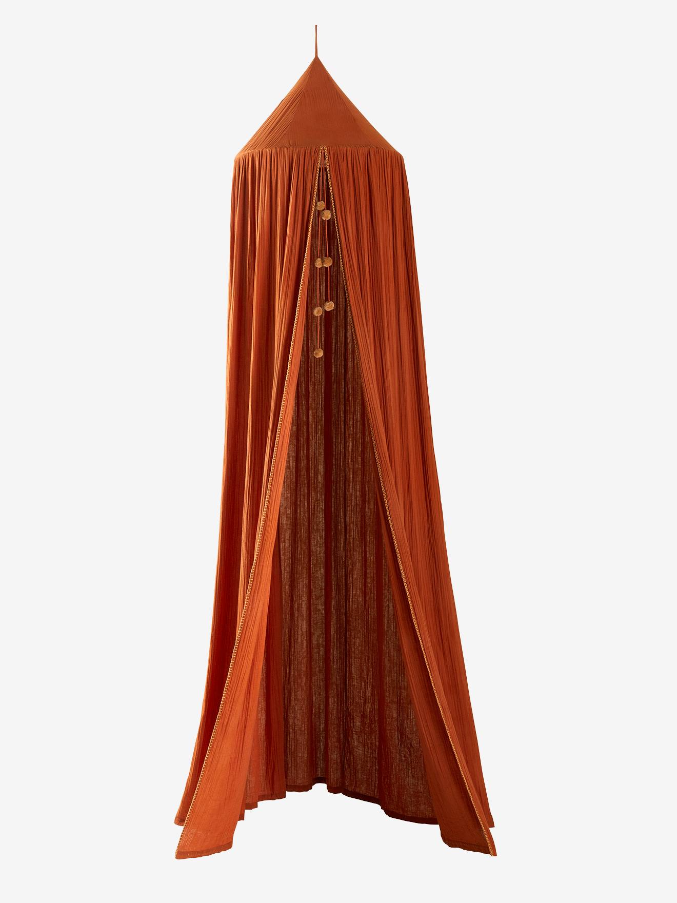 Ciel de lit en gaze de coton WILD SAHARA terracotta