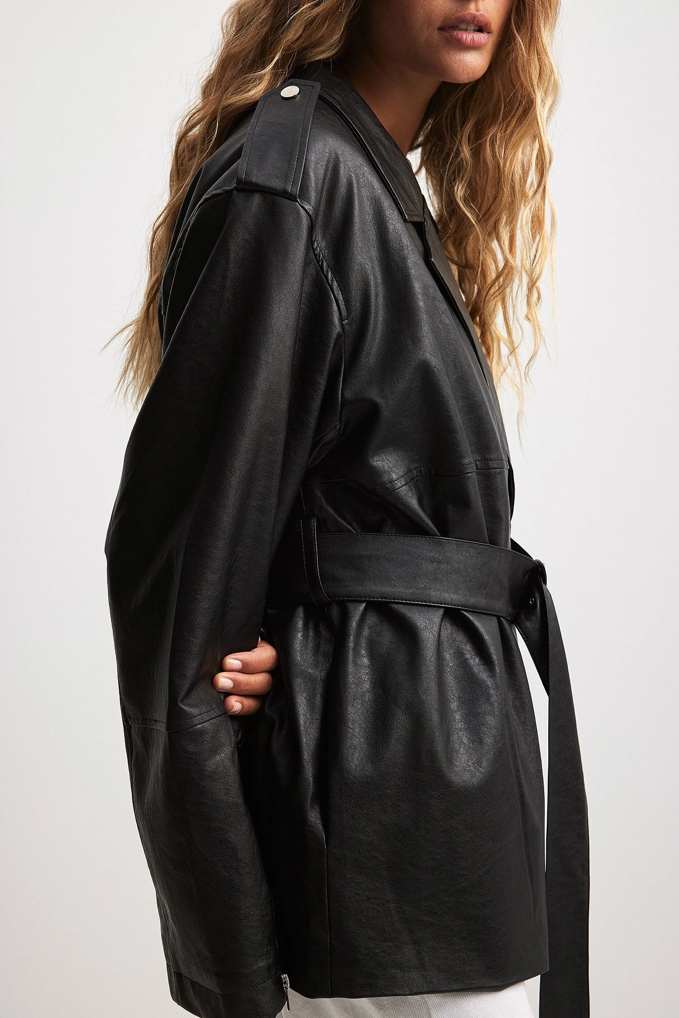 Übergroße PU-Jacke
