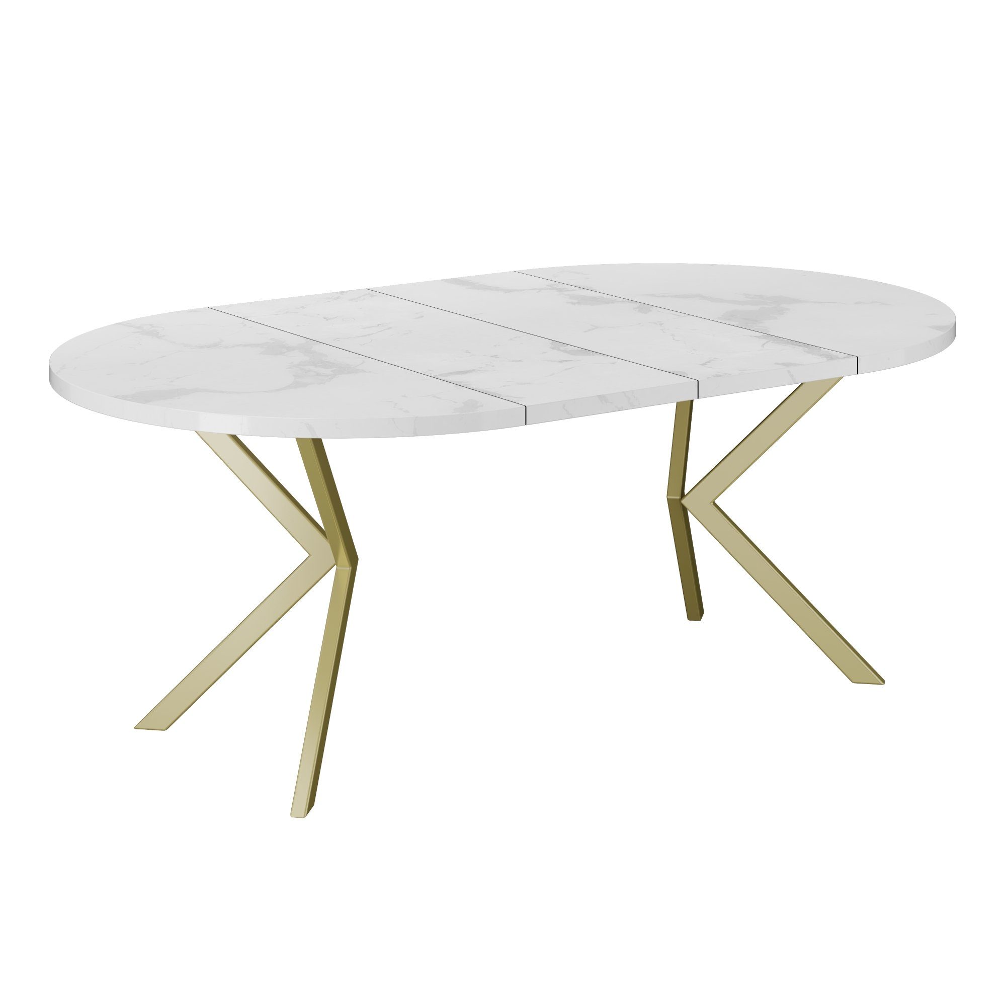 Polini Home Esstisch Esstisch ausziehbar BAARN 100/180 Marmor/Gold, hitzebeständig, stoß- und kratzfest, laminierte Tischplatte, extra