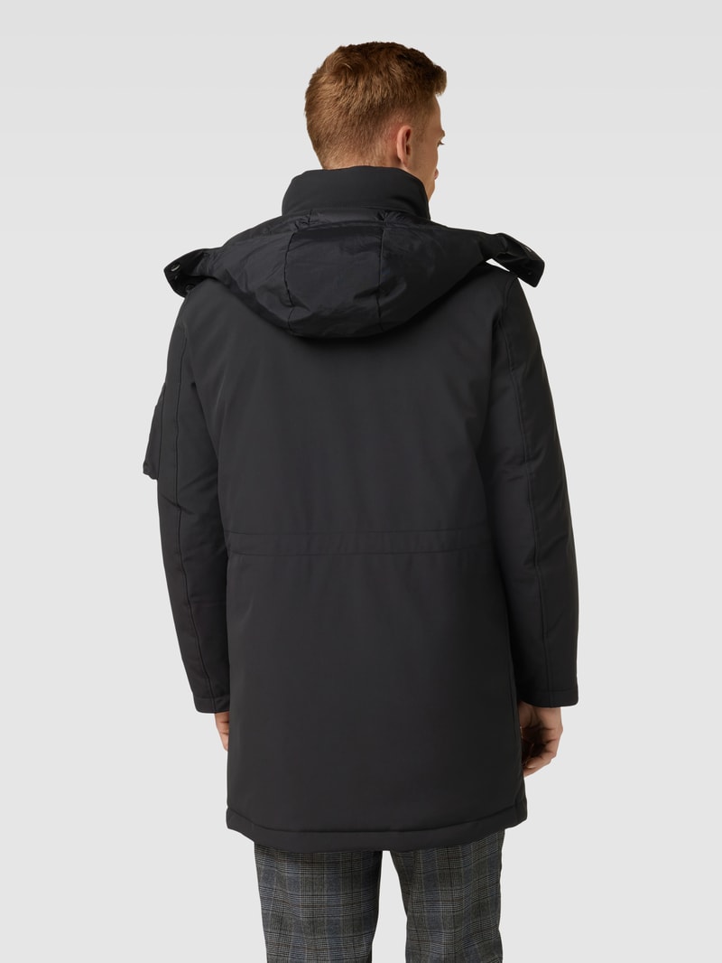 Parka mit abnehmbarer Kapuze in schwarz