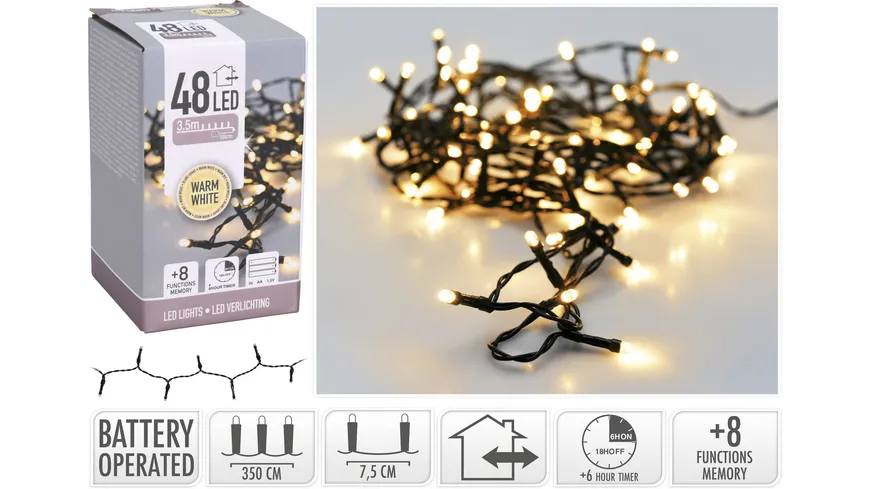 Lichterkette Außen 48 LEDs Warmweiß