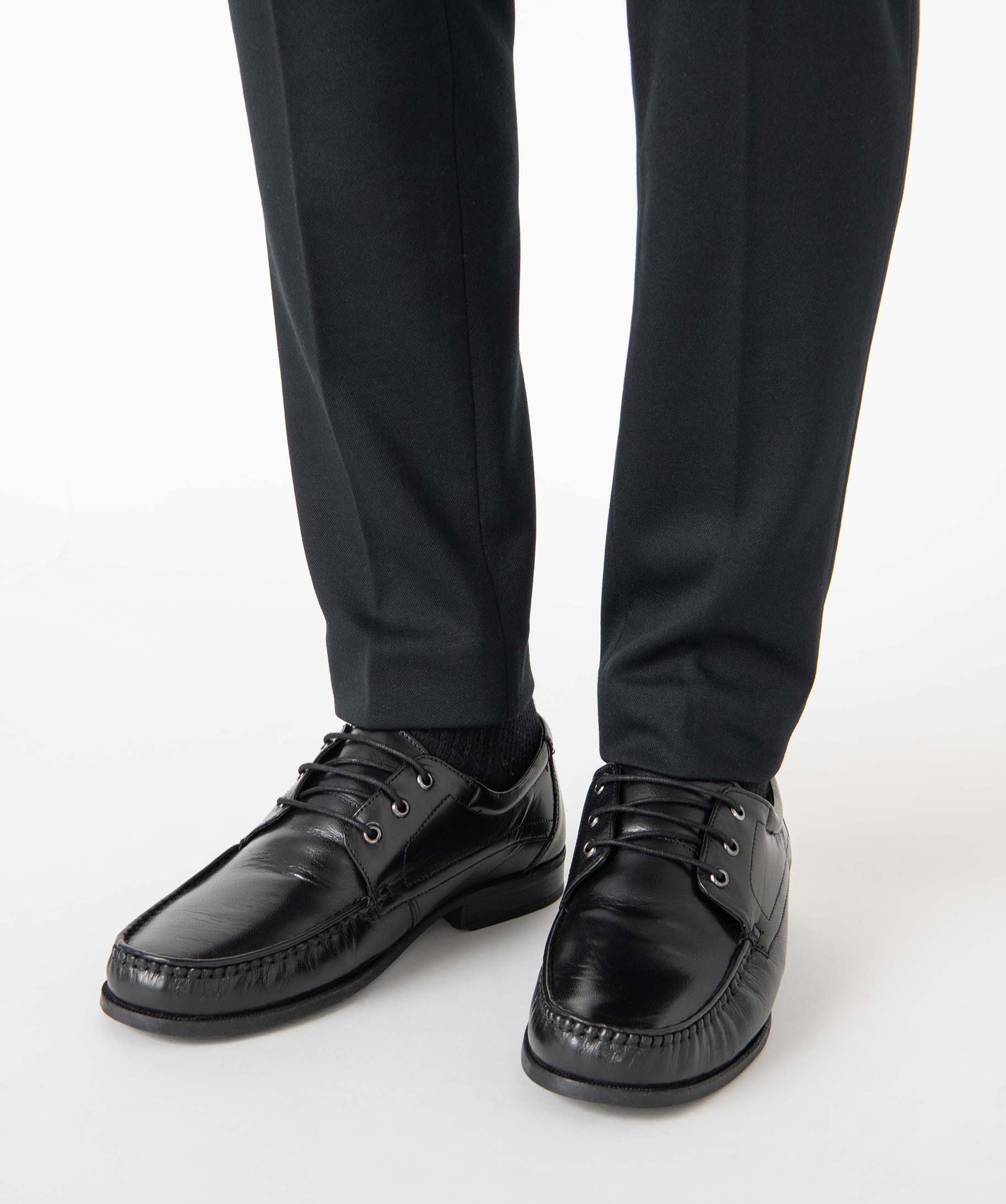 Mocassins homme à lacets dessus et intérieur cuir noir | GEMO