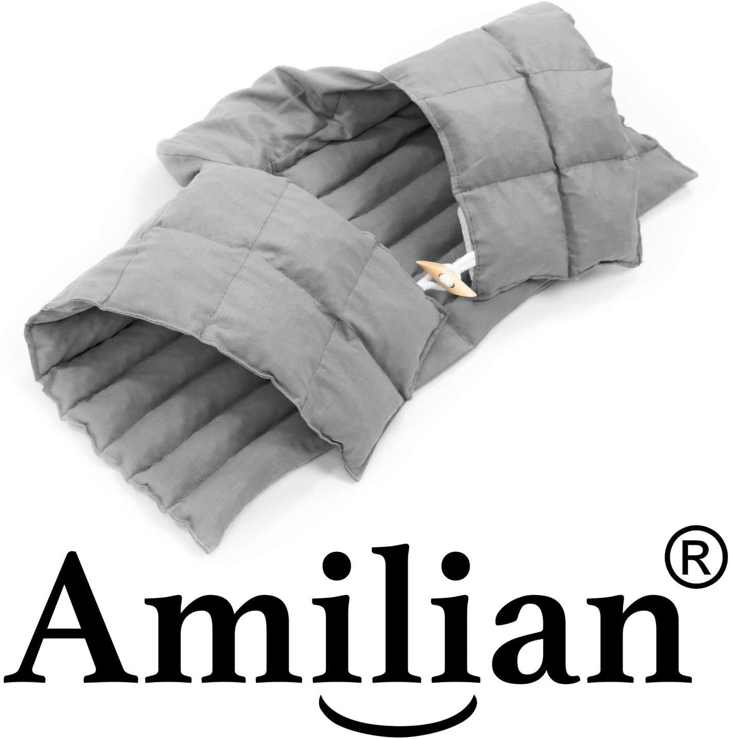 Amilian Kirschkernkissen Nackenhörnchen (Made in EU) mit Rückenteil und Stehkragen, Nackenwärmer, Nackenkissen, Wärmekissen, Wärmekompresse, Massagekissen, Kältekissen