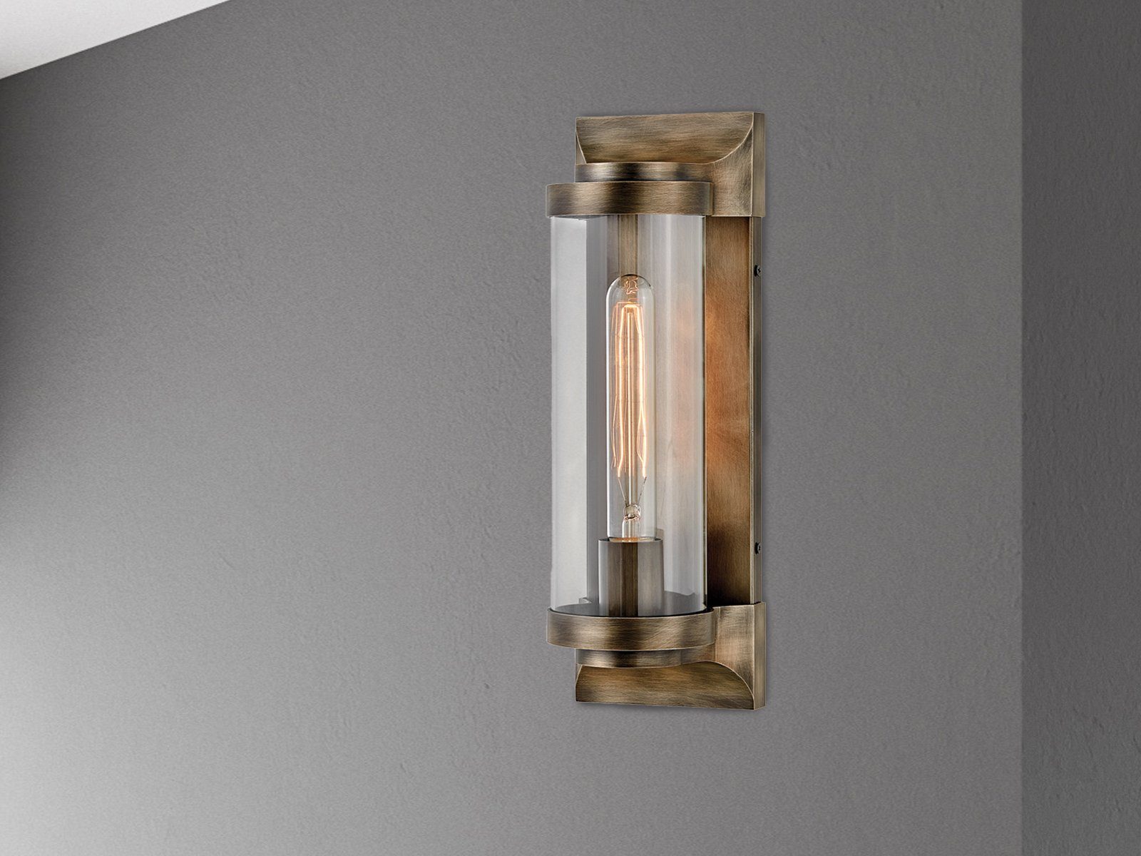 meineWunschleuchte LED Außen-Wandleuchte, LED wechselbar, warmweiß, Außen & Innen, Industrial Edison Style, Designer-lampen Bronze H 36cm