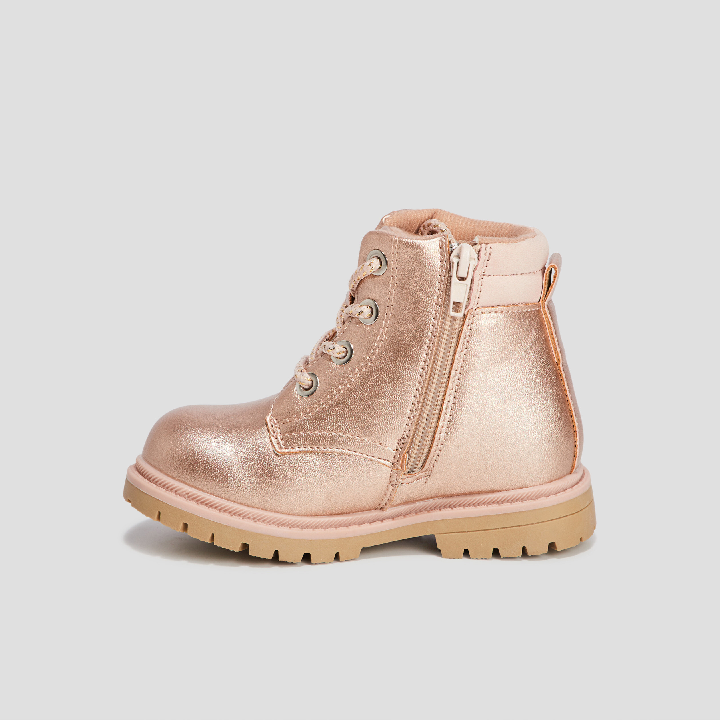 Bottines métallisées rose champagne fille | La Halle