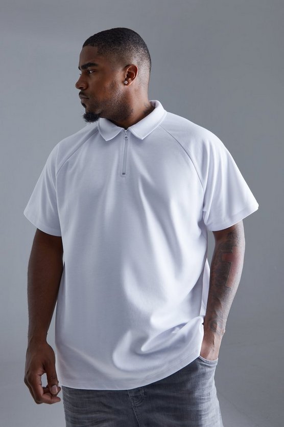 Plus langärmliges Slim-Fit Raglan Poloshirt