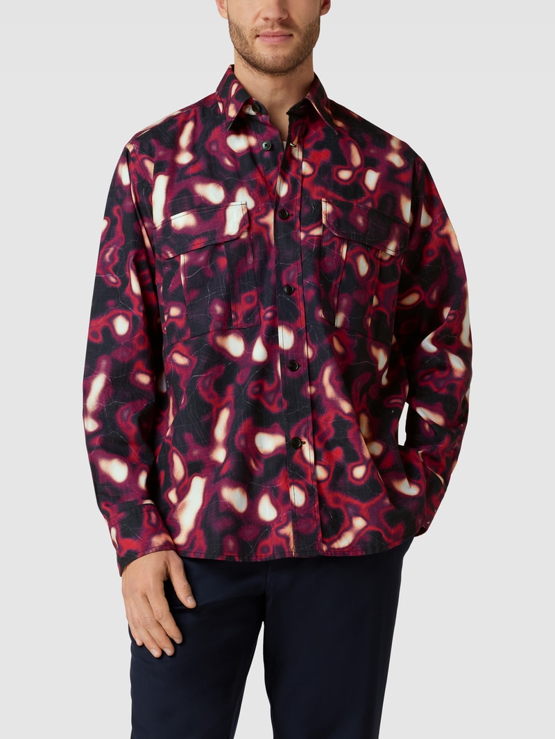 Regular Fit Freizeithemd mit Allover-Muster Modell 'Lisel' in pink