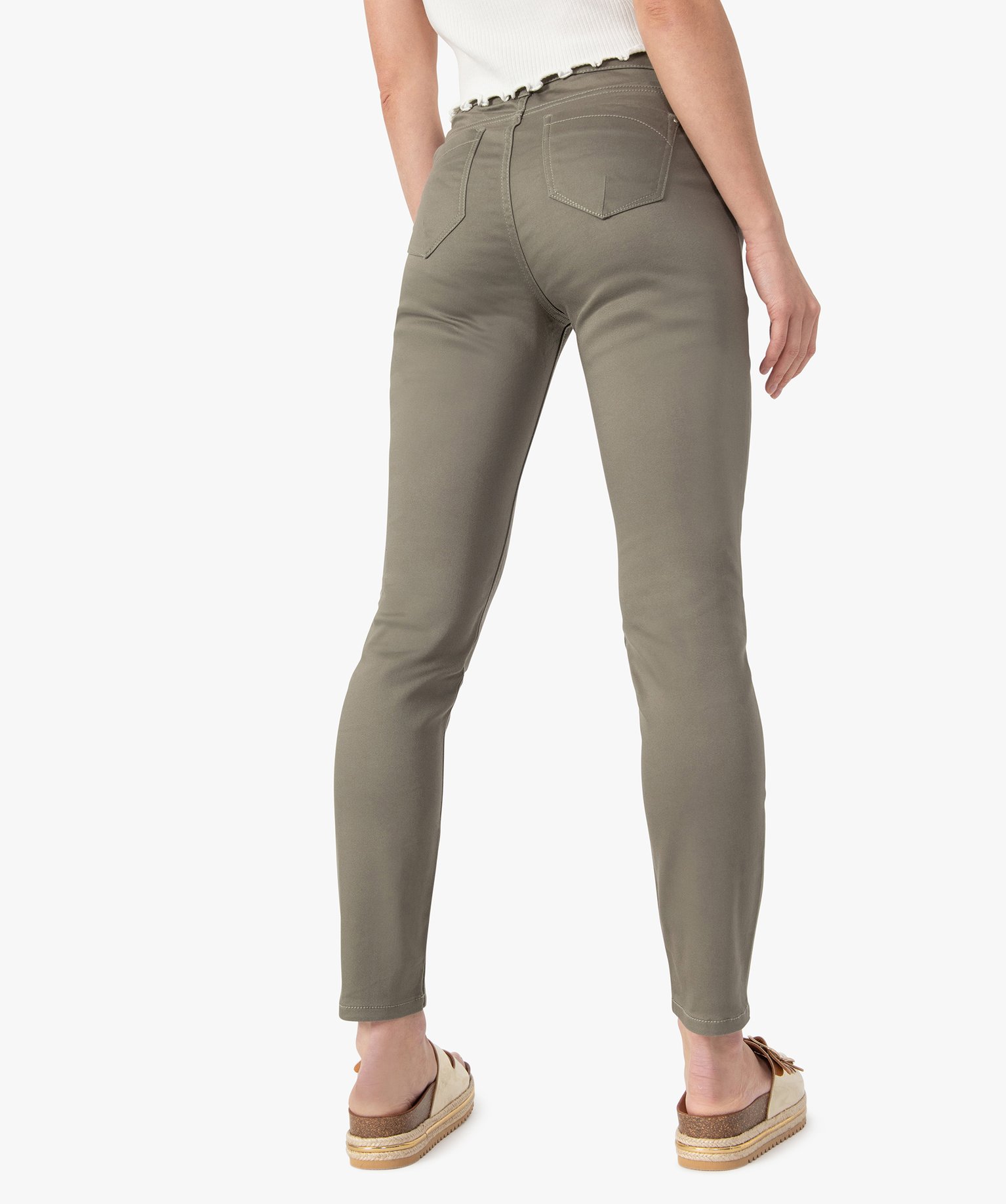 Pantalon femme coupe slim - Longueur L26 vert | GEMO
