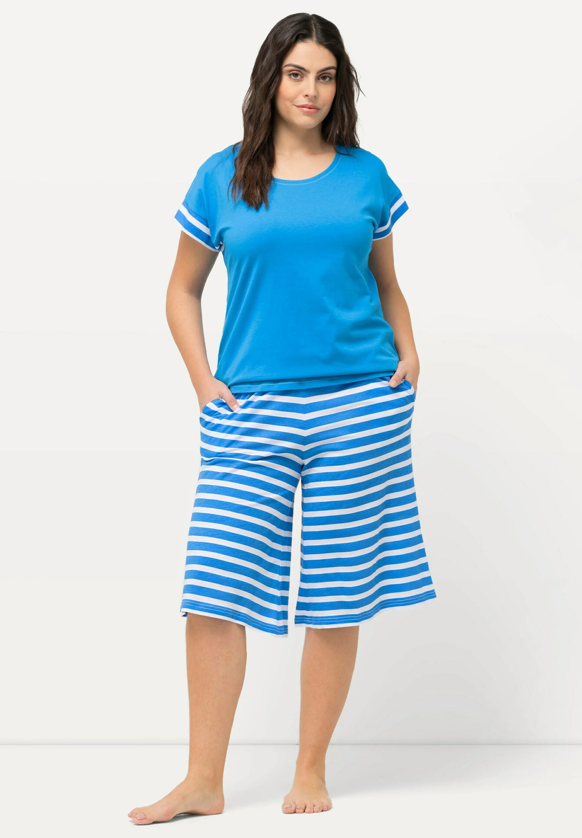 Ulla Popken STRIPED SHORTY SET - Pijama