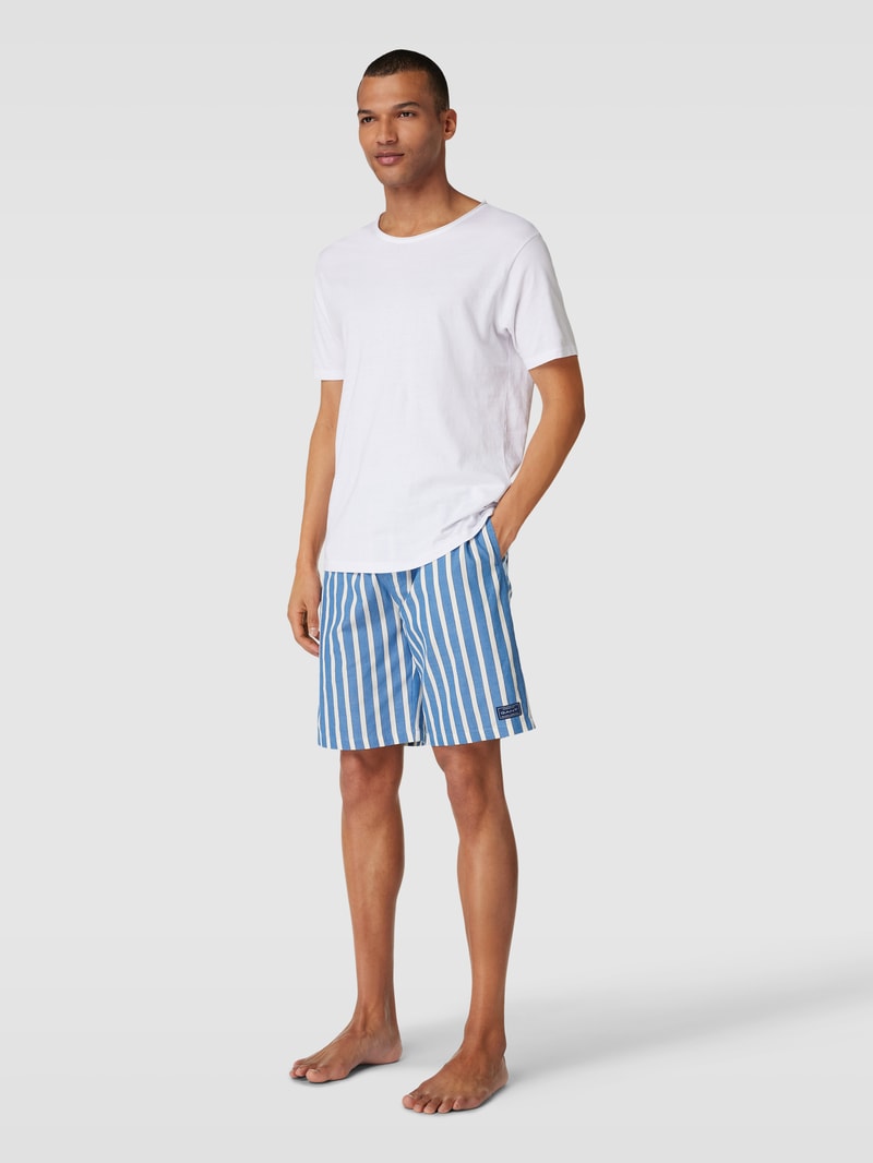 Pyjama-Shorts mit Streifenmuster Modell 'OXFORD' in blau