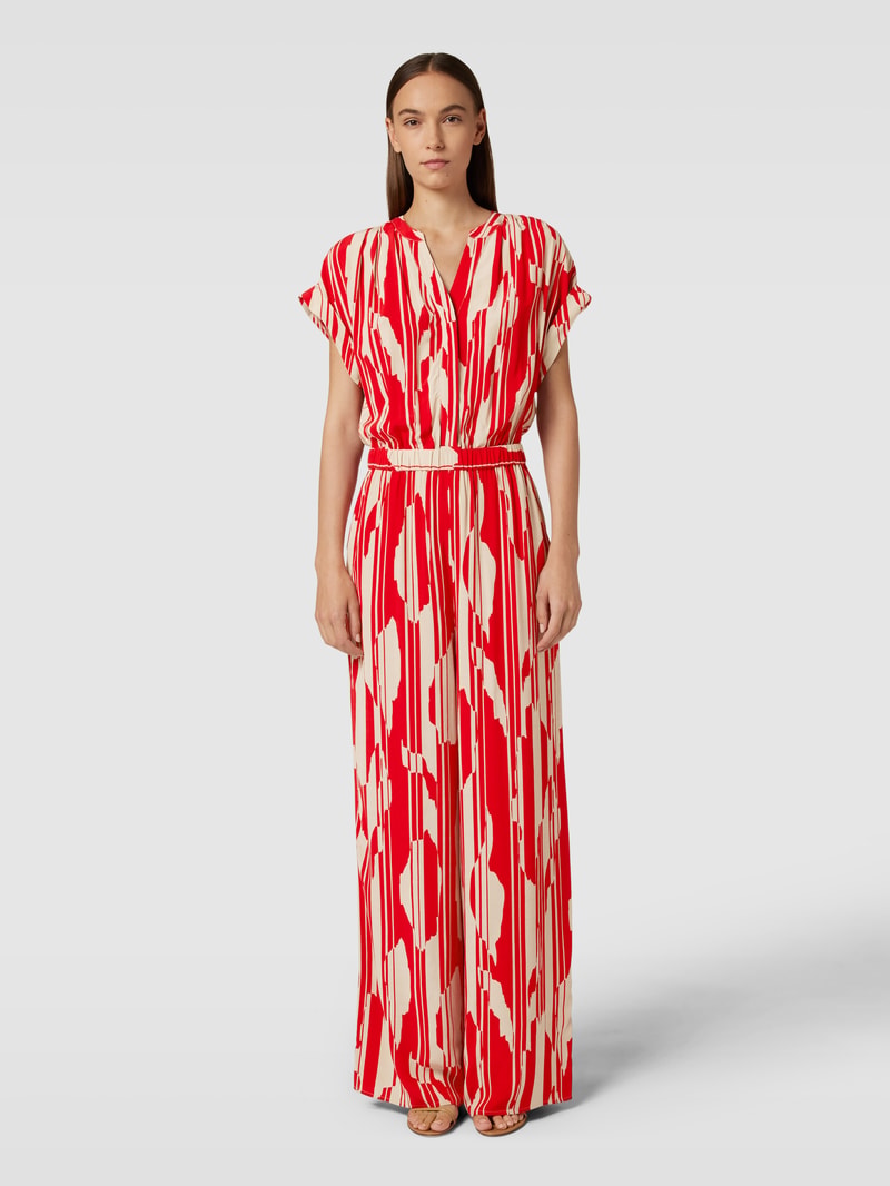 Jumpsuit aus Viskose mit Allover-Muster in rot
