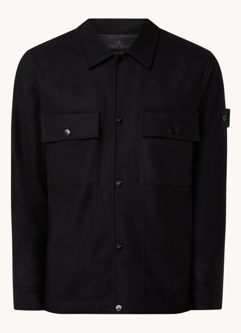 Μπλούζα Stone Island 120F4 Ghost από μείγμα παρθένου μαλλιού σε κανονική γραμμή με τσέπες στο στήθος