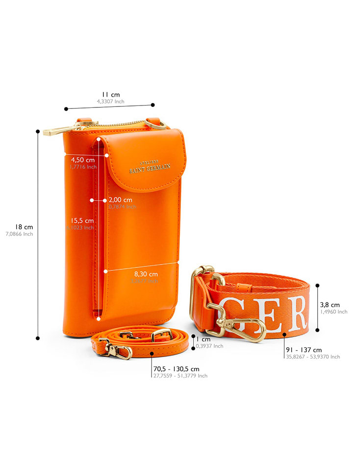 ATELIERS SAINT GERMAIN Leder-Handytasche in Orange - (B)15 x (H)8 x (T)2 cm günstig kaufen onesize