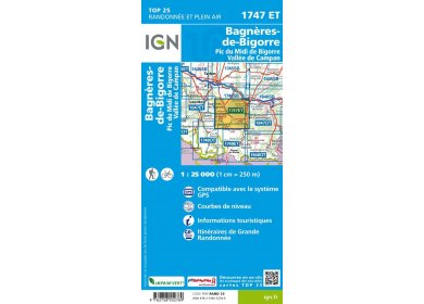 Carte IGN Bagnères-de-Bigorre 1747ET