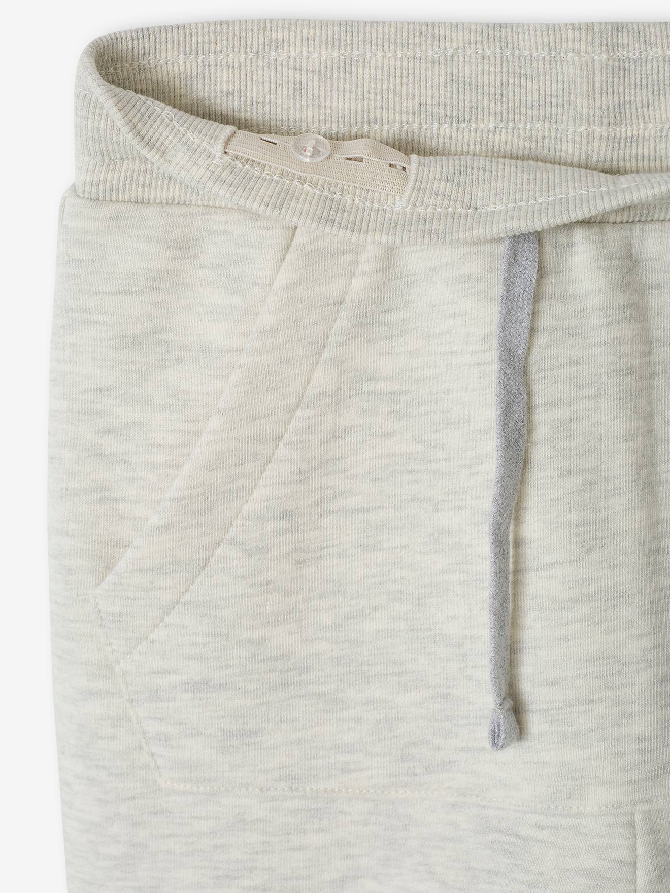 Vertbaudet Jungen Jogginghose mit Kängurutasche - weiß meliert