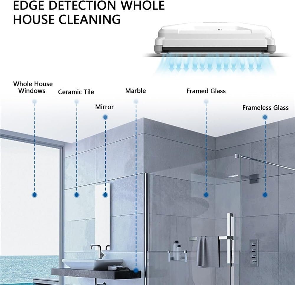 ERHWIO Fenstersauger Fensterroboter Stark, sicher, intelligent Wasserstrahl, 3 Reinigungsmodi 2800 Pa großer Wassertank Außen/Innenglasreinigung