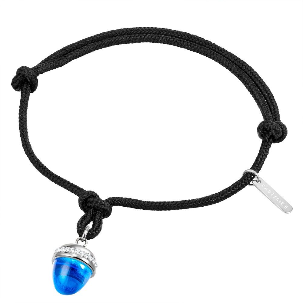 EASTSIDE Bracelet en acier inoxydable Textile Verre Cristal en Noir Bracelet