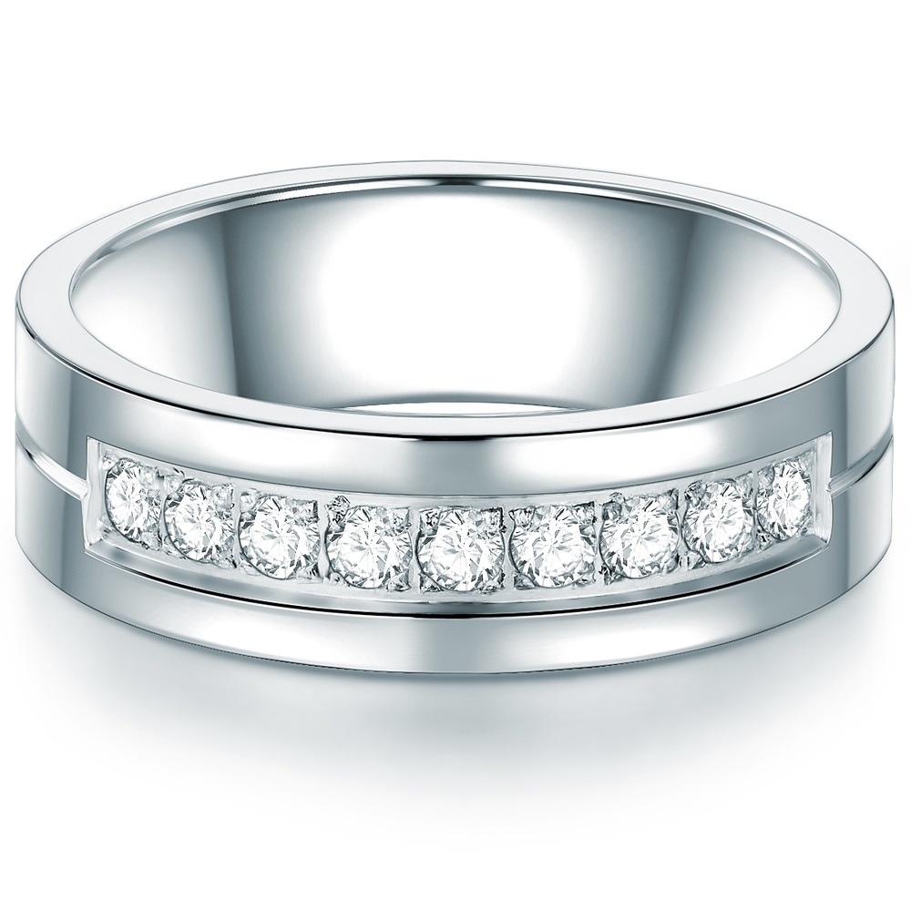 Trilani Bague en acier inoxydé Acier inoxydable Oxyde de zirconium (CZ) en Argent Bague