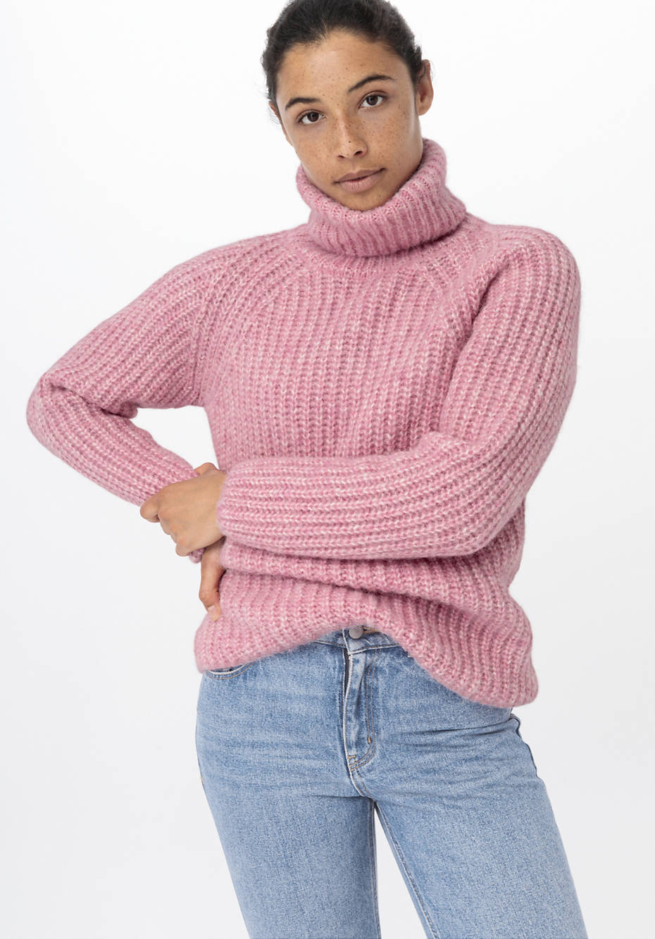 Rollkragenpullover aus Alpaka mit Bio-Baumwolle