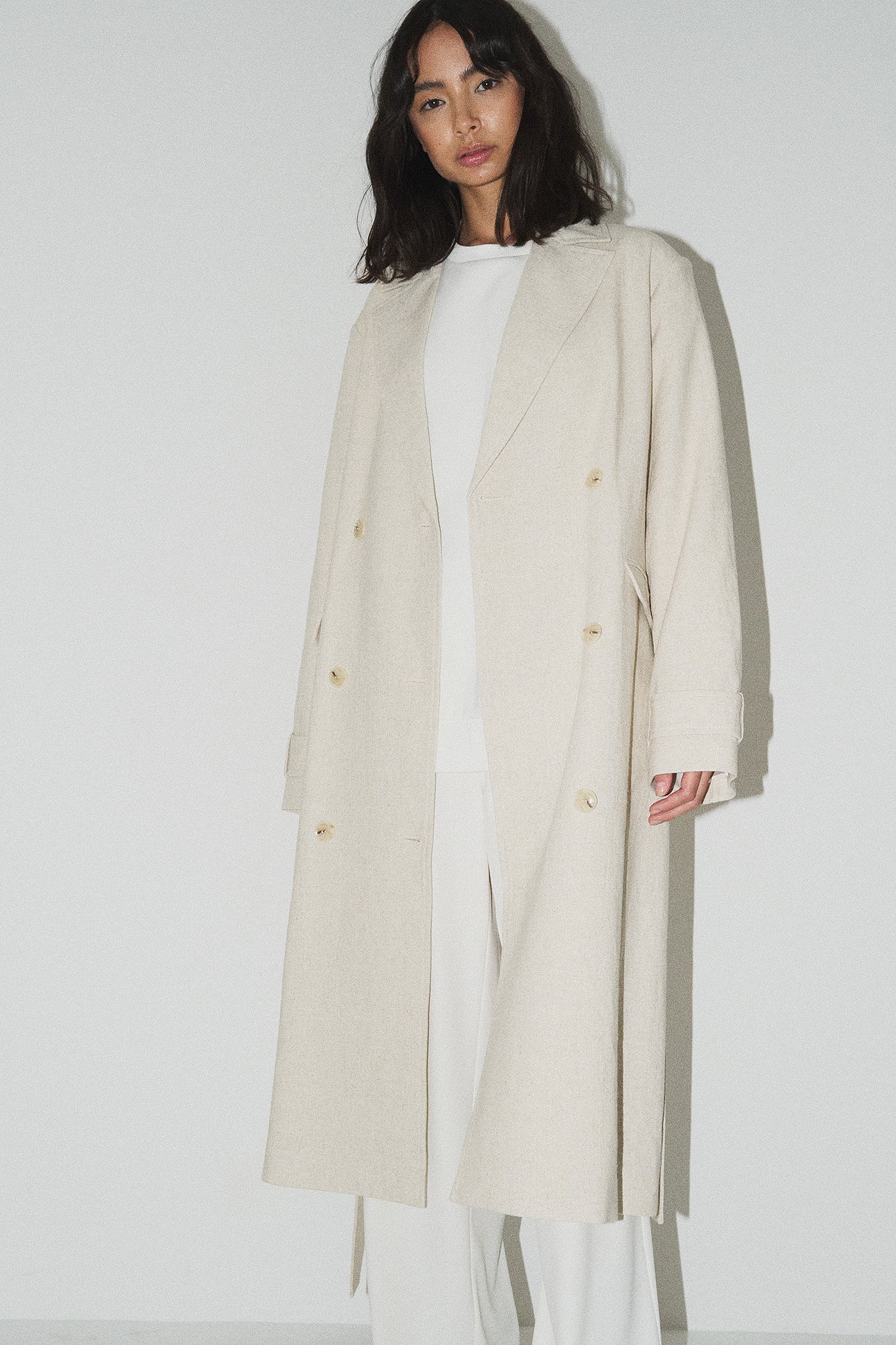 Trenchcoat aus Leinenmischung