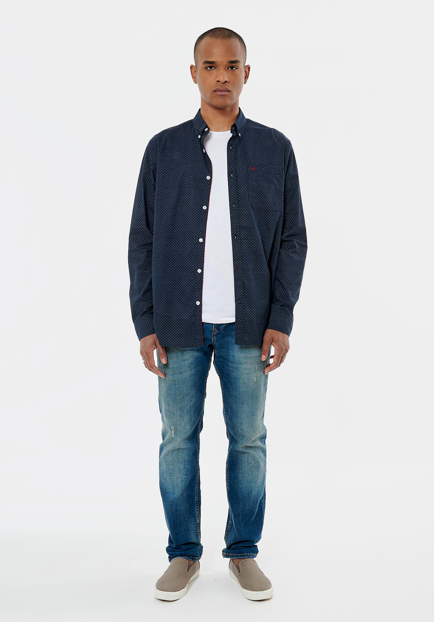 CROFT  Chemise bleue marine homme 100% coton