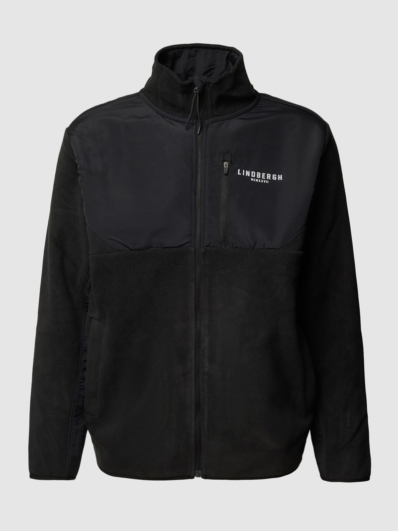 Sweatjacke mit Stehkragen in schwarz