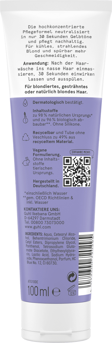 Haarkur 30_sek Anti-Gelbstich, 100 ml
