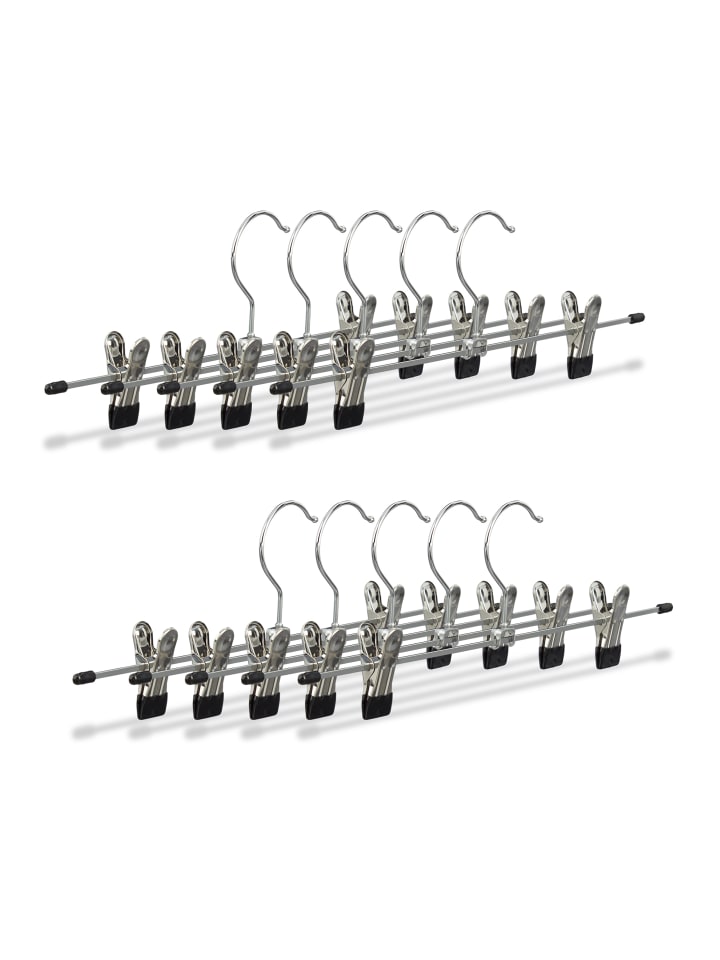 relaxdays 10er Hosenbügel Set in Silber/Schwarz günstig kaufen onesize