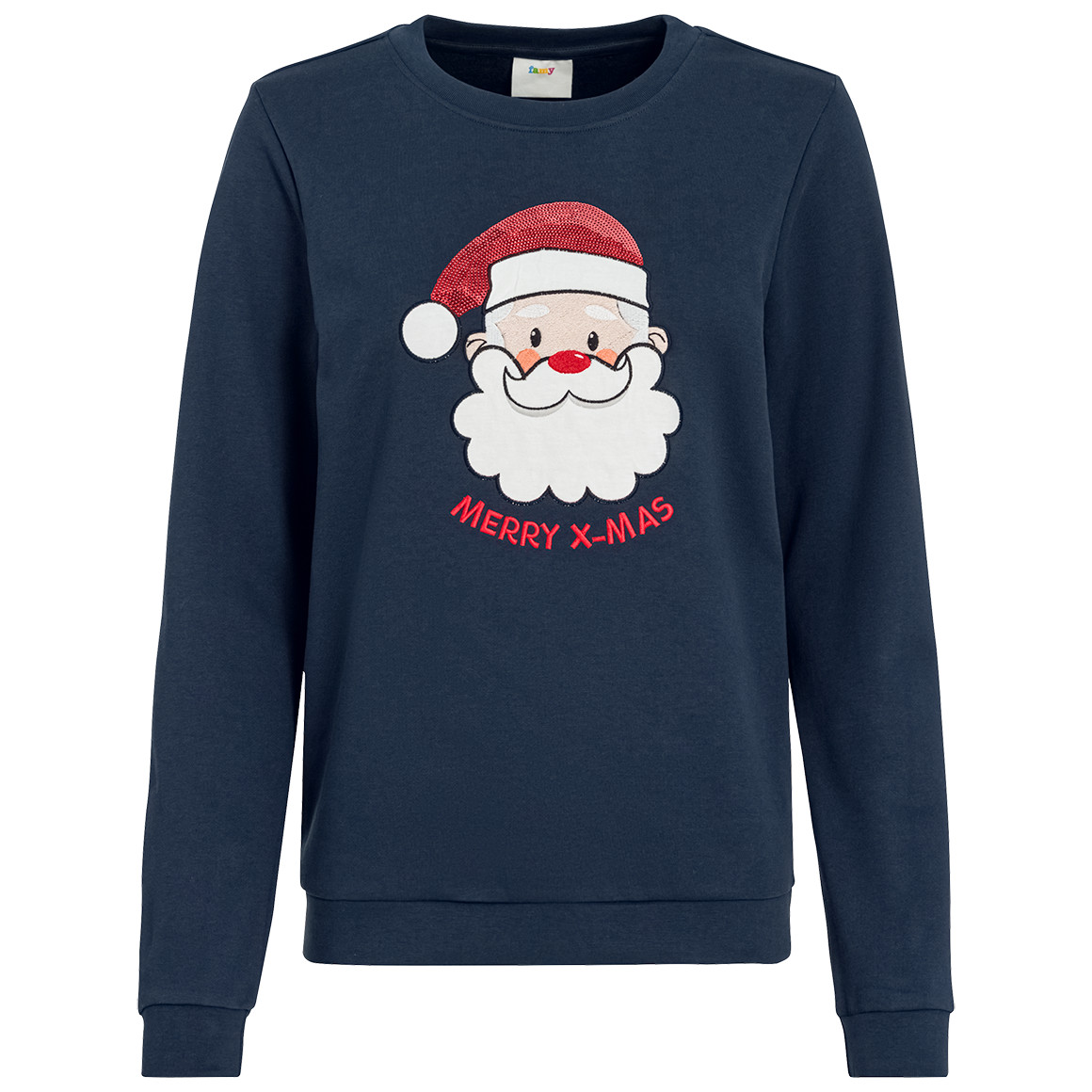Damen Weihnachtssweatshirt mit Applikation dunkelblau