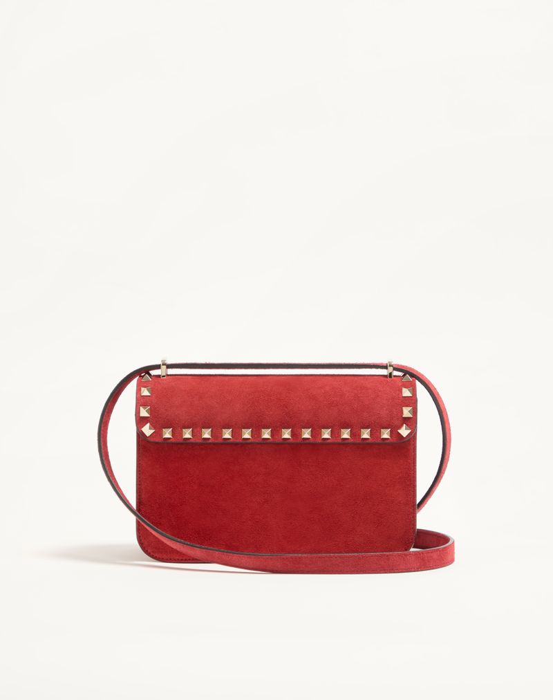 Bolsa de ombro pequena Valentino Garavani Rockstud em camurça